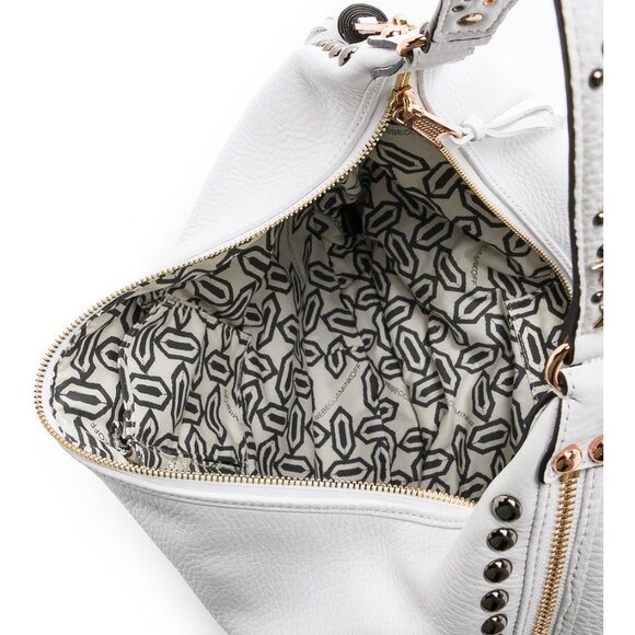 Rebecca Minkoff Bailey Austin Studded Hobo White Pebbled Leather Shoulder Bag - Picture 2 of 15